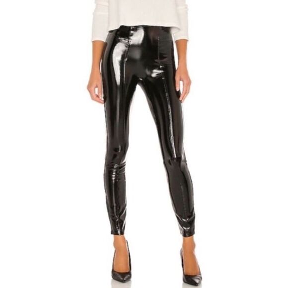 SPANX Pants - Spanx Faux Black Patent Leather Leggings Size Medium
